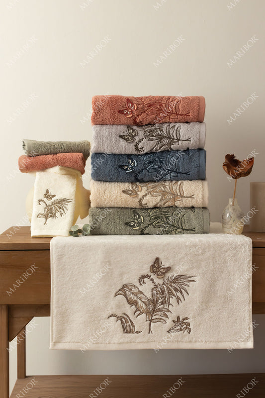 Maribor El Yüz Havlusu Tropical Bambu 3D Nakışlı 50x90