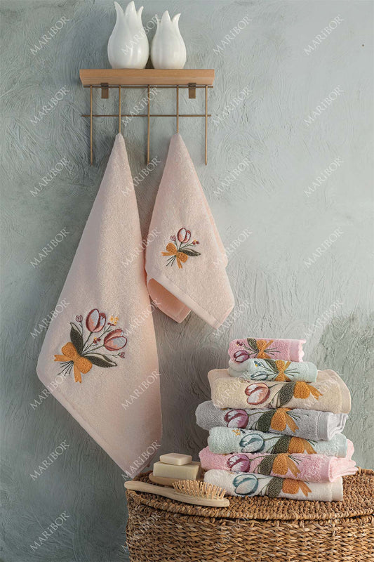 Maribor El Yüz Havlusu Tulipa Bambu 3D Nakışlı 50x90