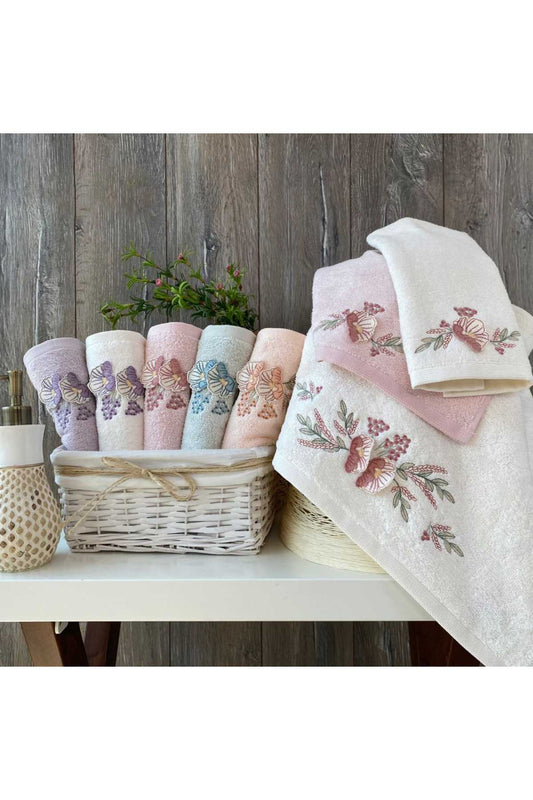 Maribor Mutfak Havlusu Bambu 3D Nakışlı Safir 30x50