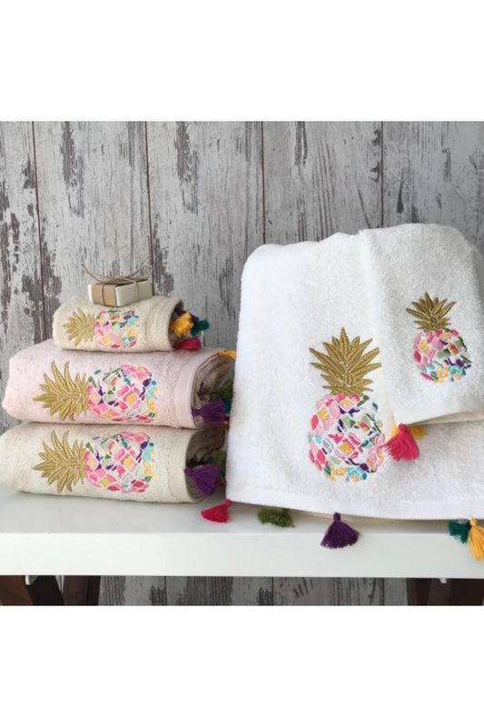 Maribor Nakışlı Mutfak Havlusu Ananas Bambu 30x50