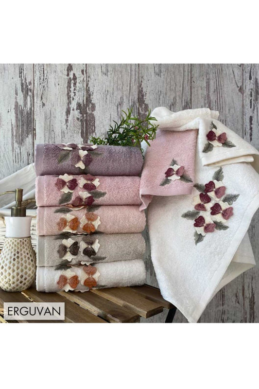 Maribor Nakışlı Mutfak Havlusu Erguvan Bambu 30x50