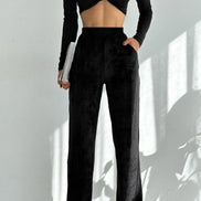 Megfit Kadın Tek Alt Pantalon Kadife Yüksek Bel Geniş Paça