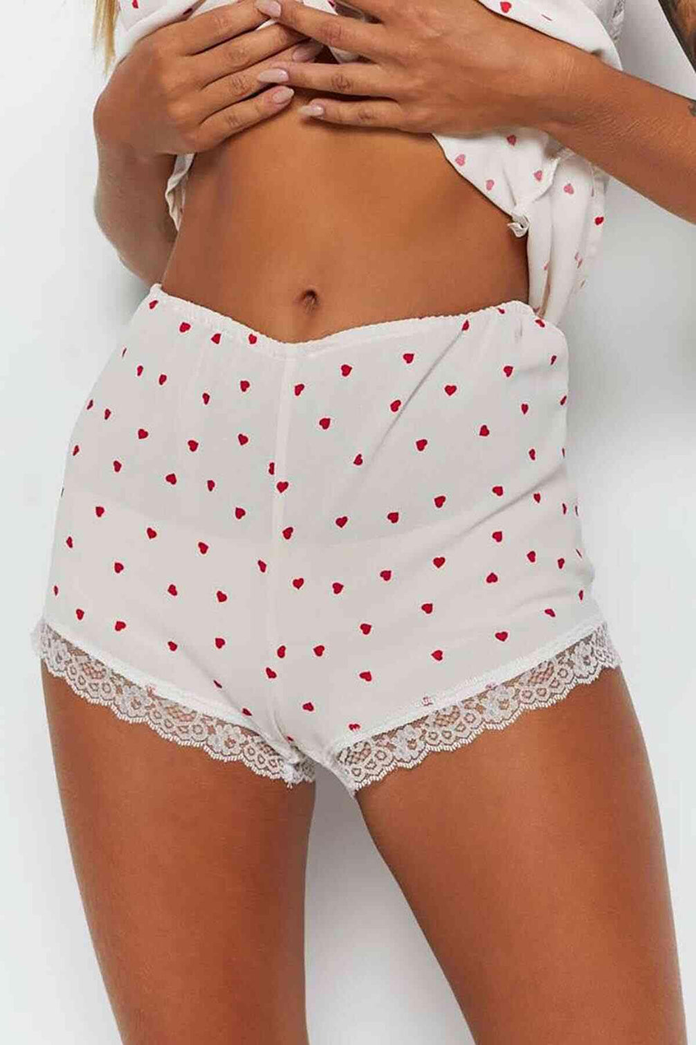 Merry See Kadın Pijama Takımı Kalpli Dantelli