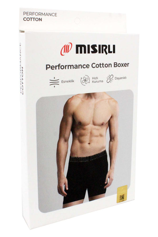 Mısırlı Erkek Boxer Pamuklu Likralı Uzun Performance