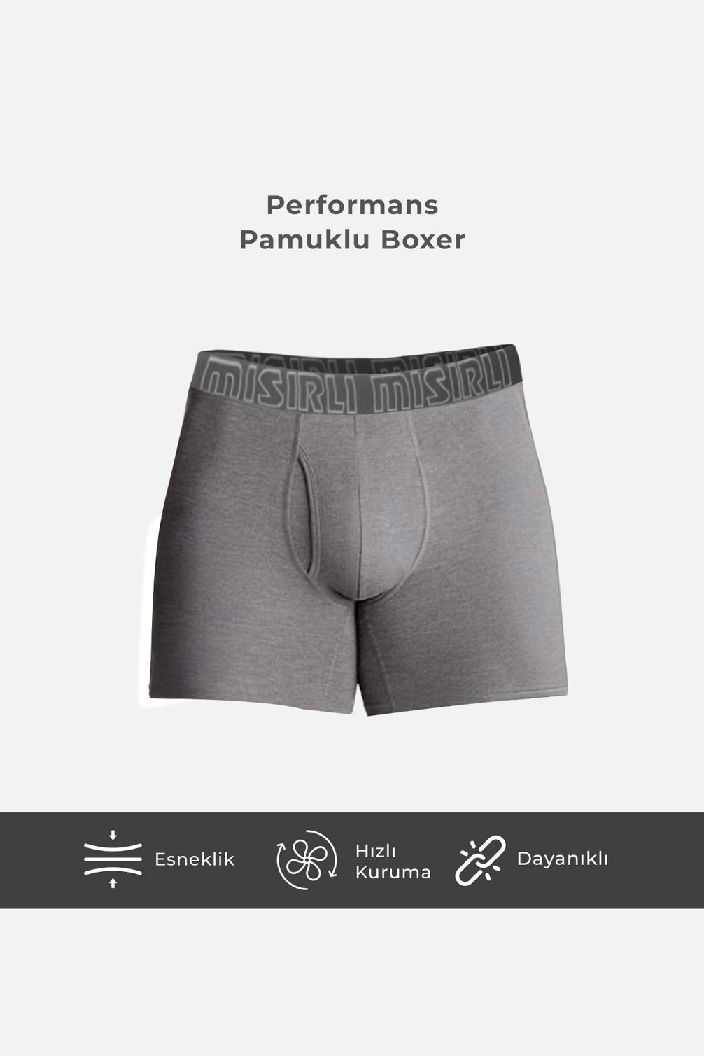 Mısırlı Erkek Boxer Pamuklu Likralı Uzun Performance