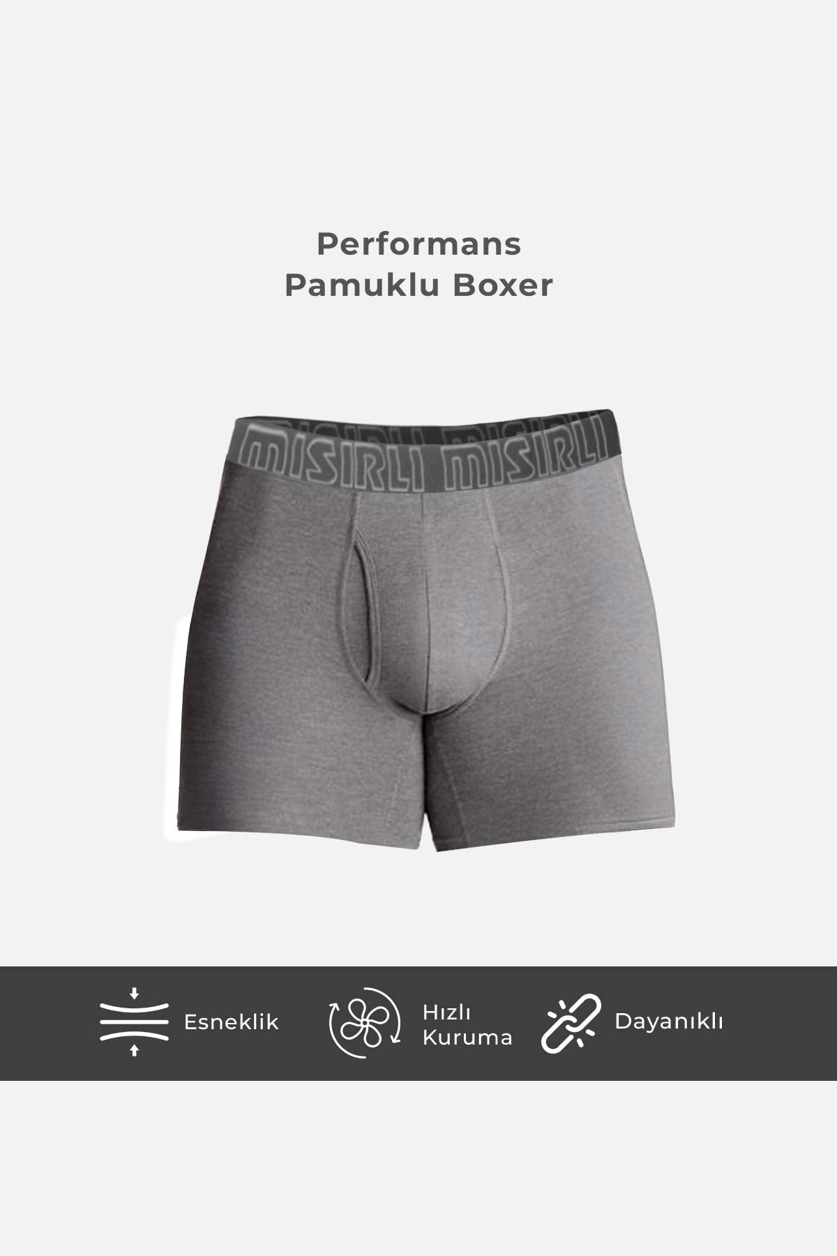 Mısırlı Erkek Boxer Pamuklu Likralı Uzun Performance