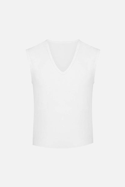 Mısırlı Erkek Sporcu Atlet V Yaka Kolsuz Organik Pamuklu