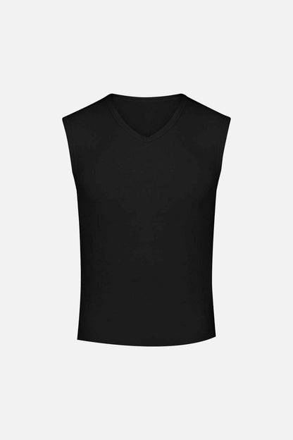 Mısırlı Erkek Sporcu Atlet V Yaka Kolsuz Organik Pamuklu