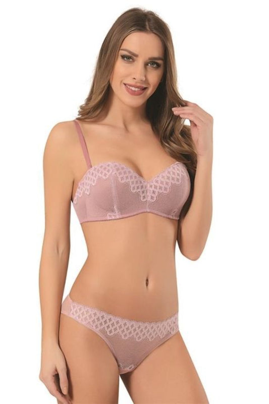 Nbb Kadın Desteksiz Dantel Kenarlı Sütyen Külot Takım