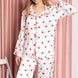 Nbb Kadın Pijama Takımı Gömlek Yaka Saten Kalp Desenli