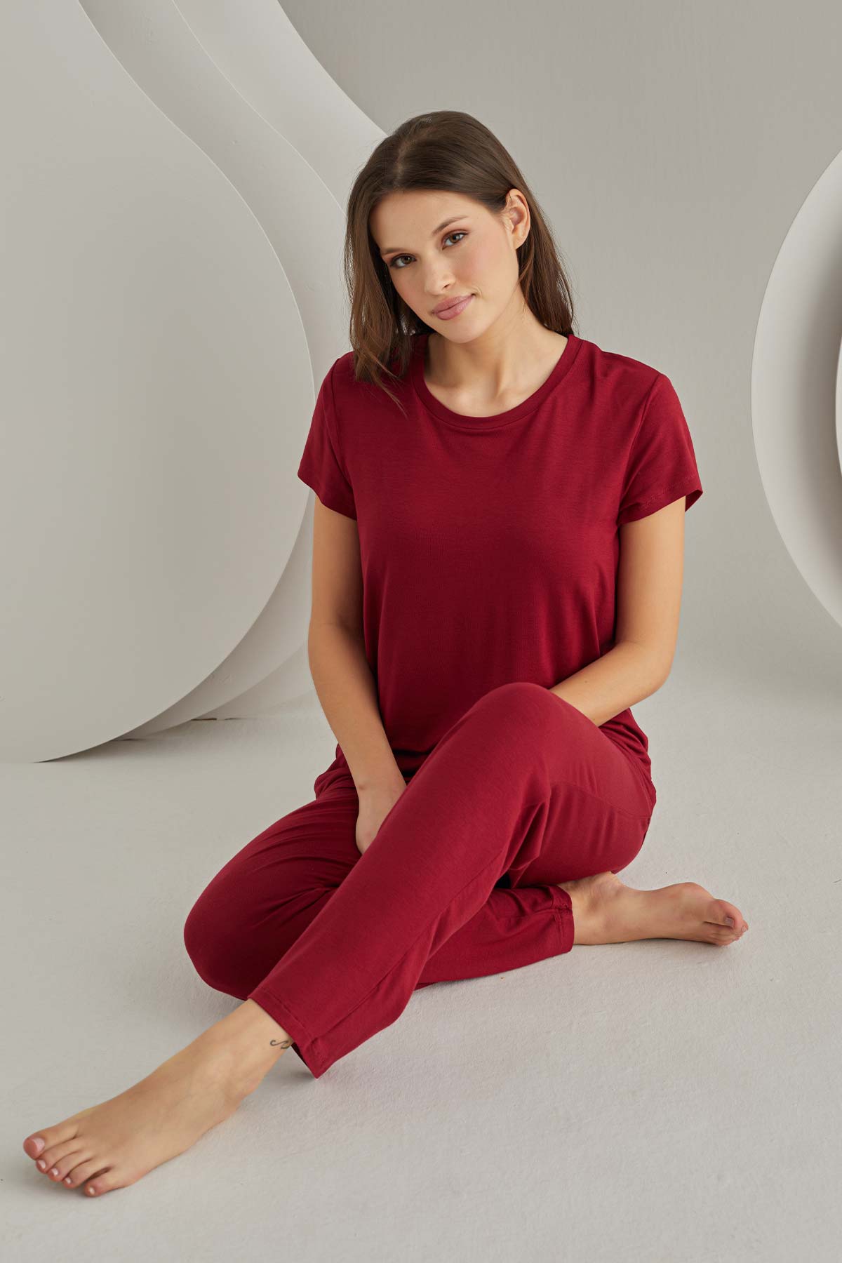 Nbb Kadın Pijama Takımı Kısa Kollu Viskon Kaplı