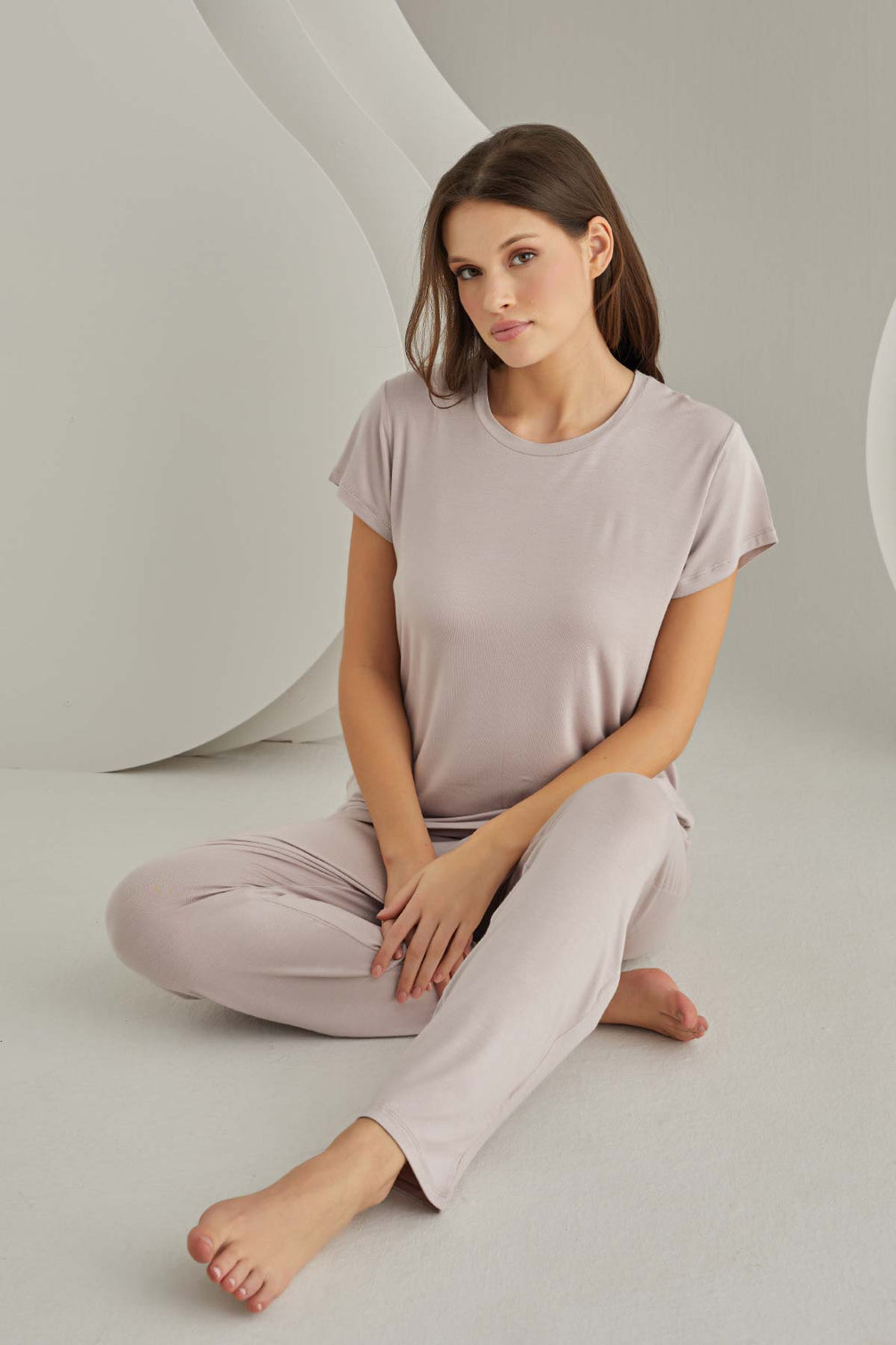Nbb Kadın Pijama Takımı Kısa Kollu Viskon Kaplı