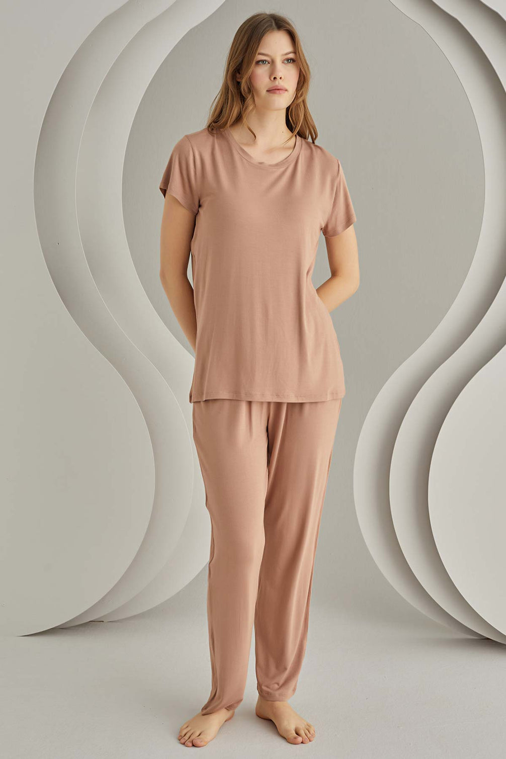 Nbb Kadın Pijama Takımı Kısa Kollu Viskon Kaplı