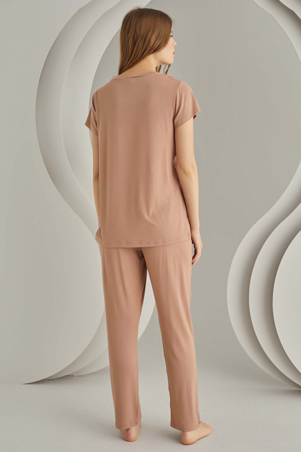 Nbb Kadın Pijama Takımı Kısa Kollu Viskon Kaplı