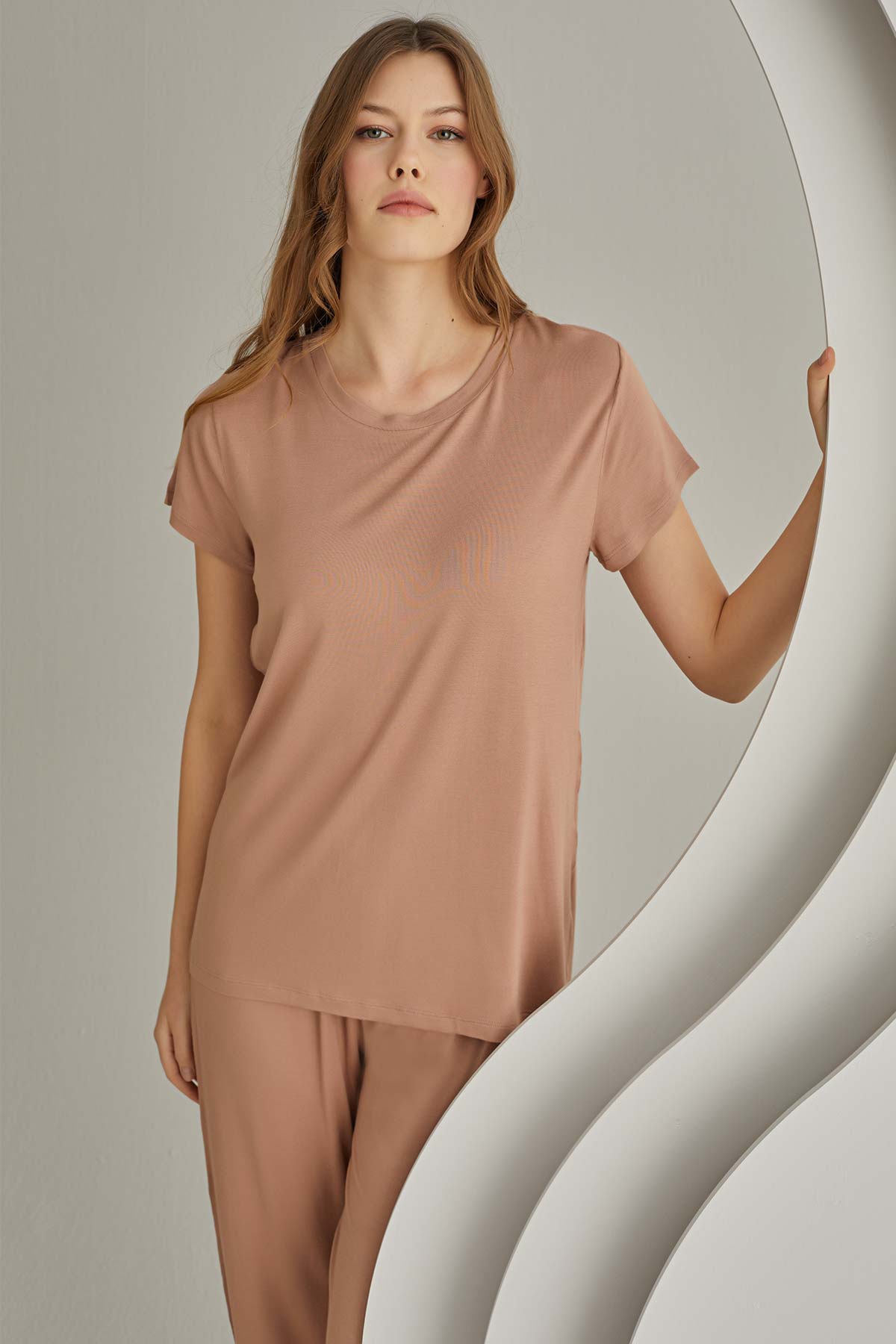 Nbb Kadın Pijama Takımı Kısa Kollu Viskon Kaplı