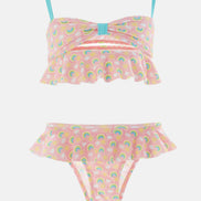 Neopy Kız Çocuk Bikini Takım Arkası Fiyonklu Alt ve üst Fırfır Detaylı