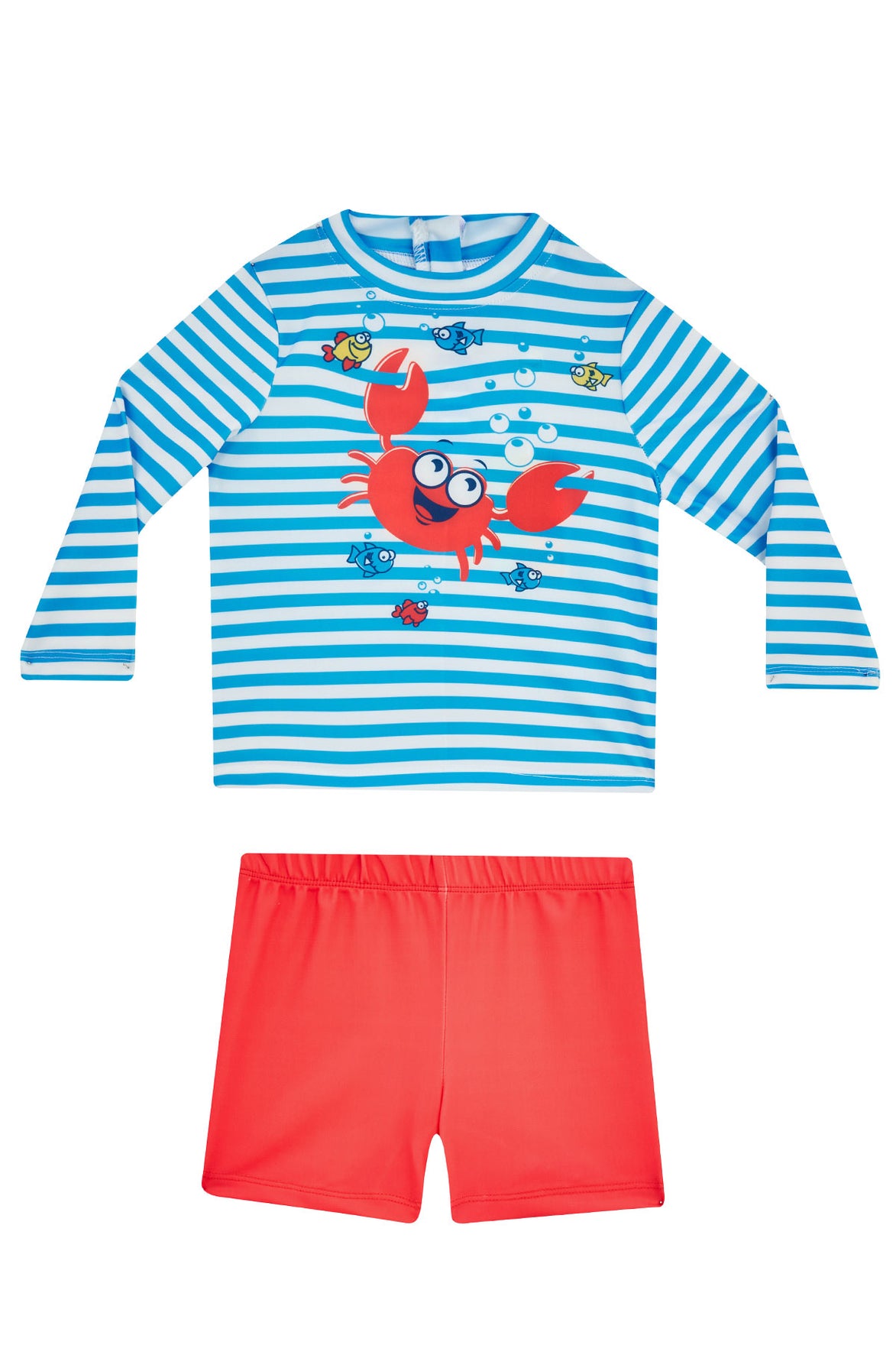 Neopy Unisex Bebek Andy Şortlu Mayo Takım Uzun Kollu Çizgili Güneş Korumalı UPF+50