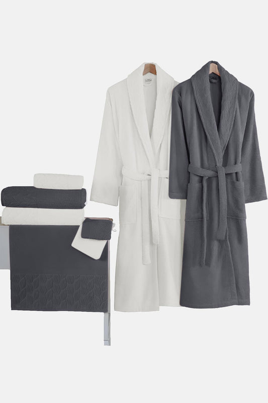 Nurpak Aile Bornoz Seti Hazal Jakarlı Kısmi Kadife 8 Parça