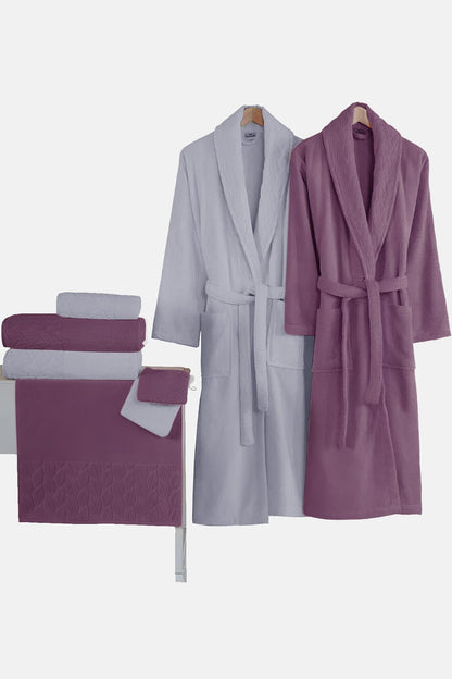 Nurpak Aile Bornoz Seti Hazal Jakarlı Kısmi Kadife 8 Parça