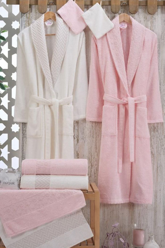 Nurpak Aile Bornoz Seti Yıldız Bürümcük Bambu 8 Parça