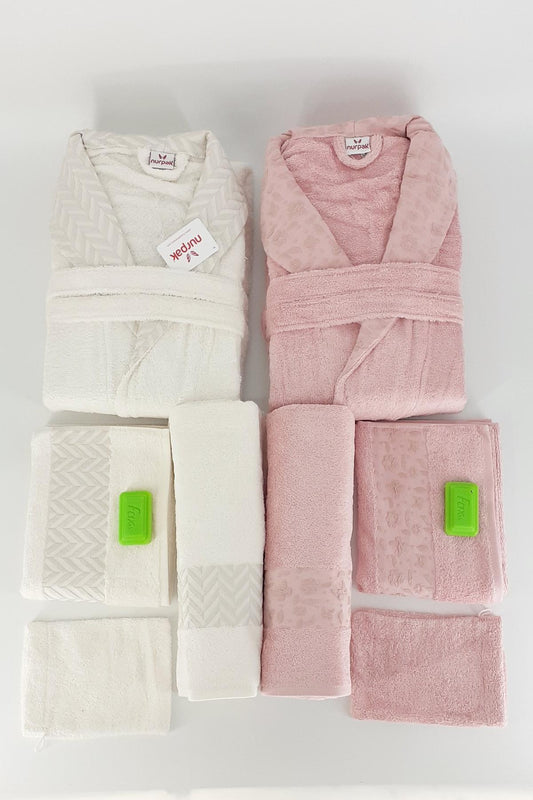 Nurpak Aile Bornoz Seti Yıldız Bürümcük Bambu 8 Parça