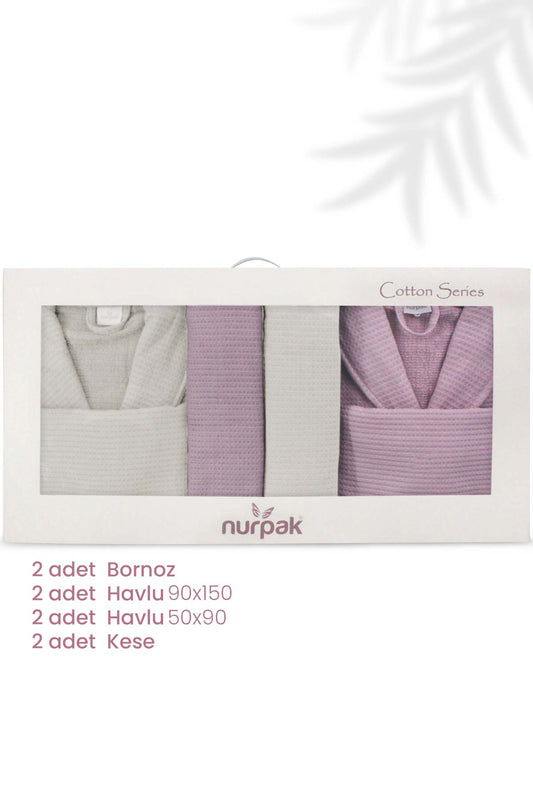 Nurpak Alinda 8 Parça Aile Bornoz Seti