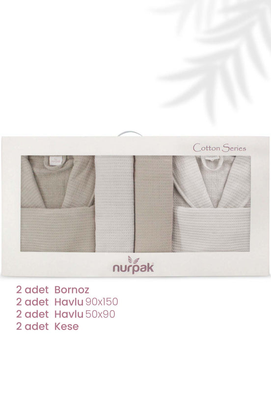 Nurpak Alinda 8 Parça Aile Bornoz Seti