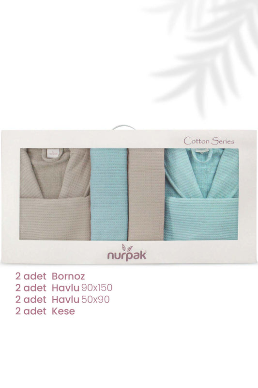 Nurpak Alinda 8 Parça Aile Bornoz Seti