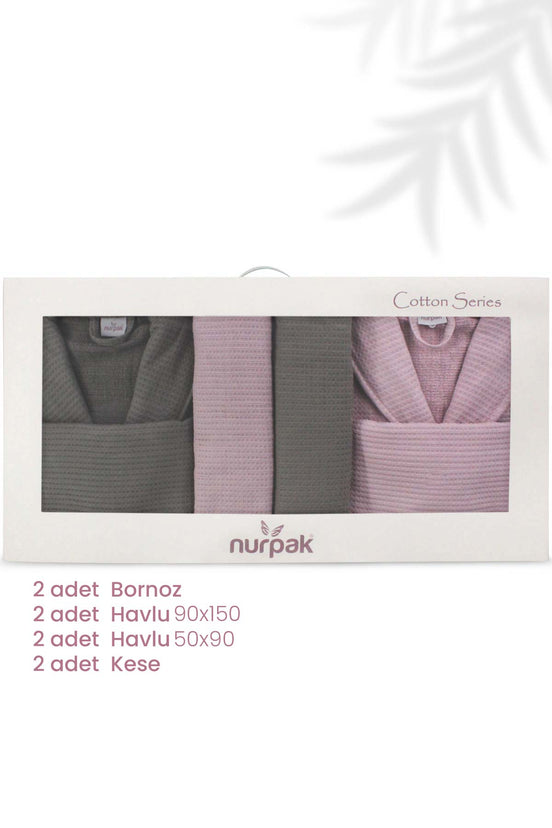 Nurpak Alinda 8 Parça Aile Bornoz Seti