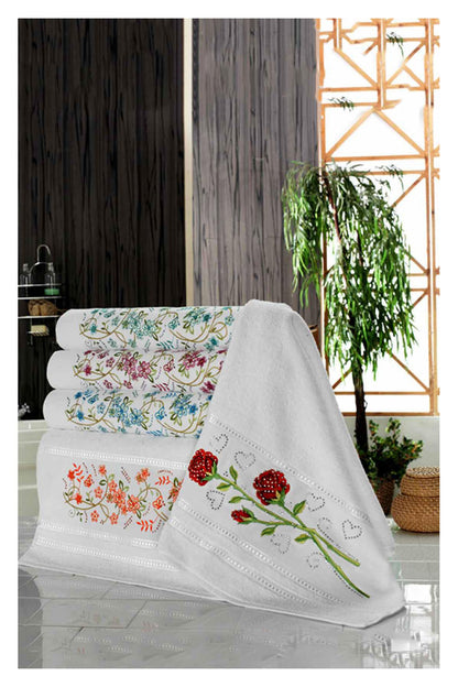 Nurpak El-Yüz Havlusu Dilan Nakışlı Taşlı 50x90