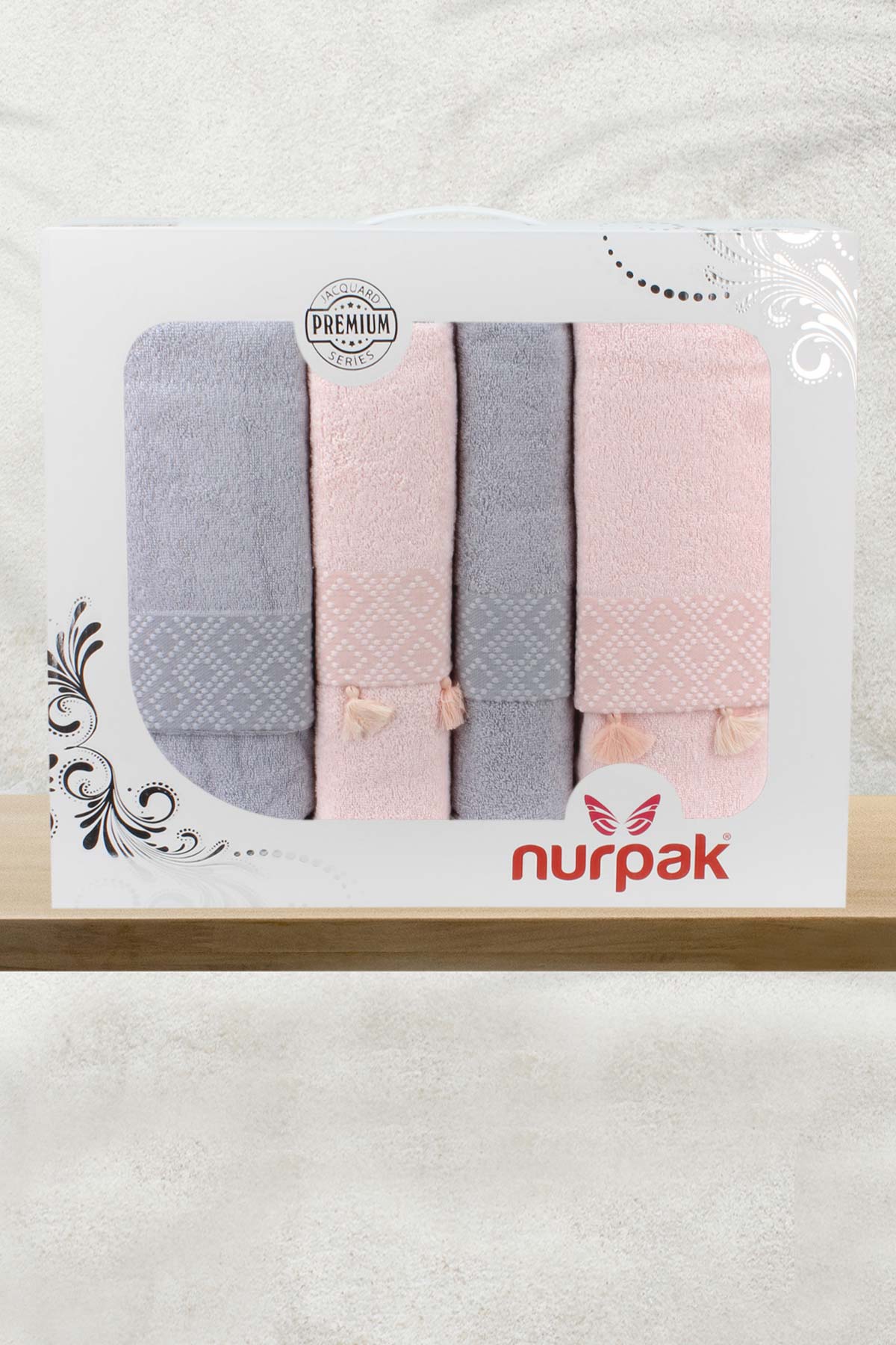 Nurpak Safir 4 Parça Banyo Takımı 50x90 90x150