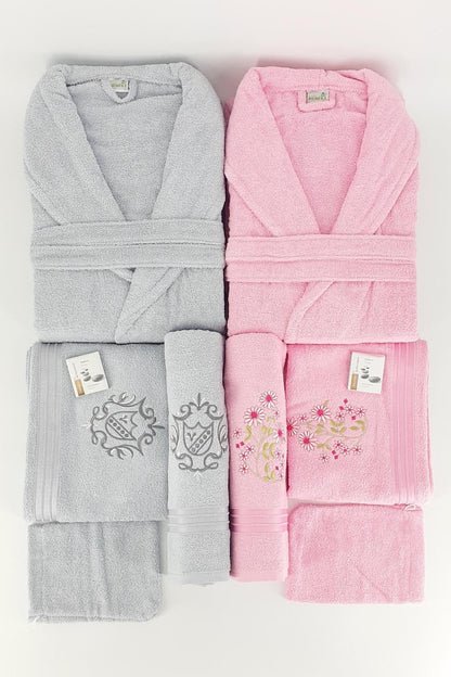 Nurpak Unisex Yetişkin Aile Bornoz Seti Bedesten 10 Parça