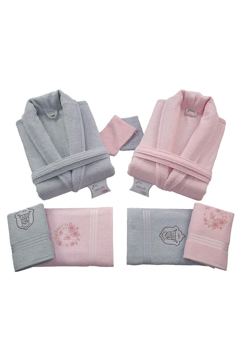 Nurpak Unisex Yetişkin Aile Bornoz Seti Bedesten 10 Parça