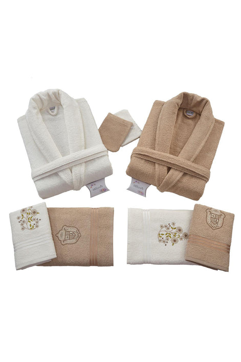 Nurpak Unisex Yetişkin Aile Bornoz Seti Bedesten 10 Parça