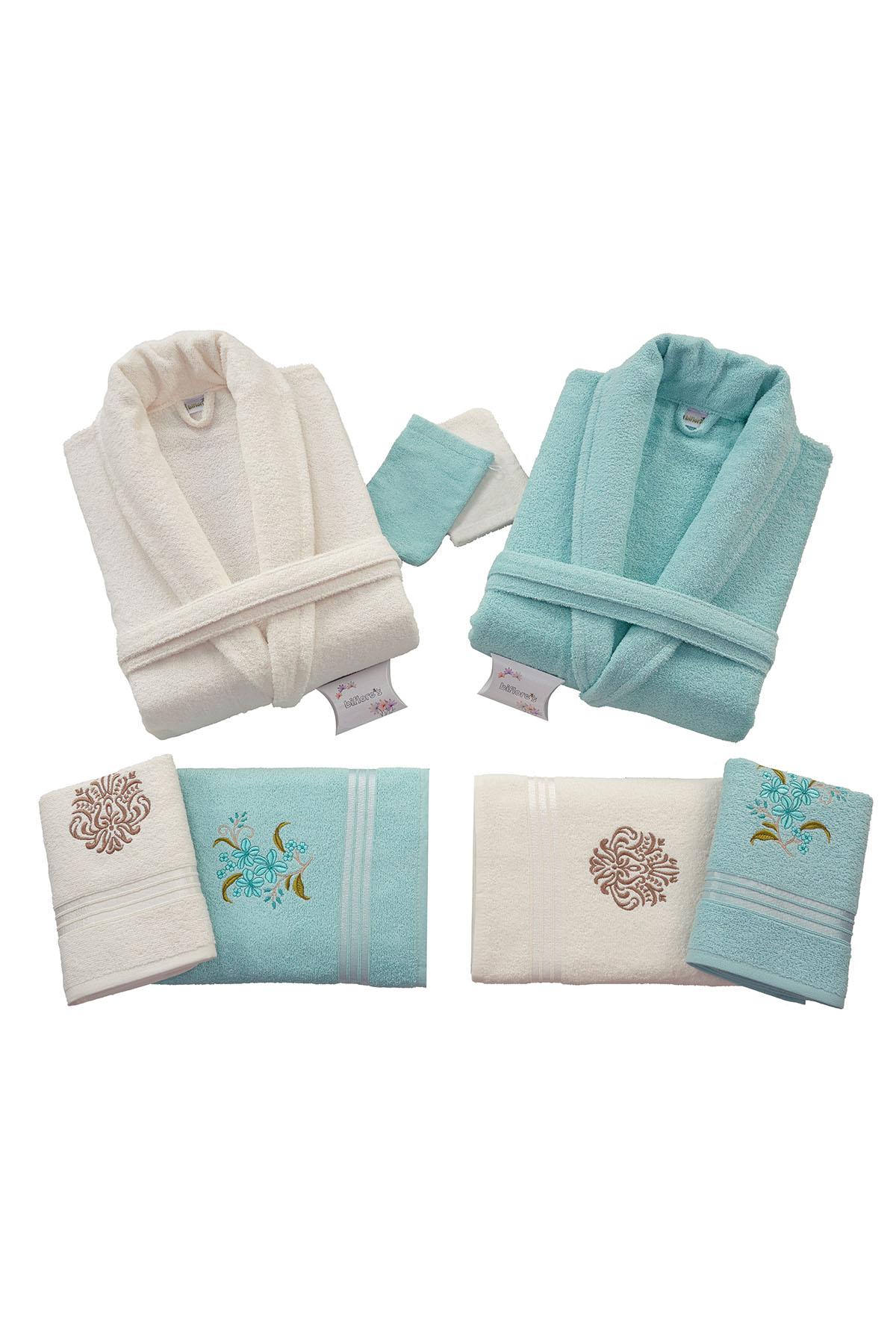 Nurpak Unisex Yetişkin Aile Bornoz Seti Bedesten 10 Parça