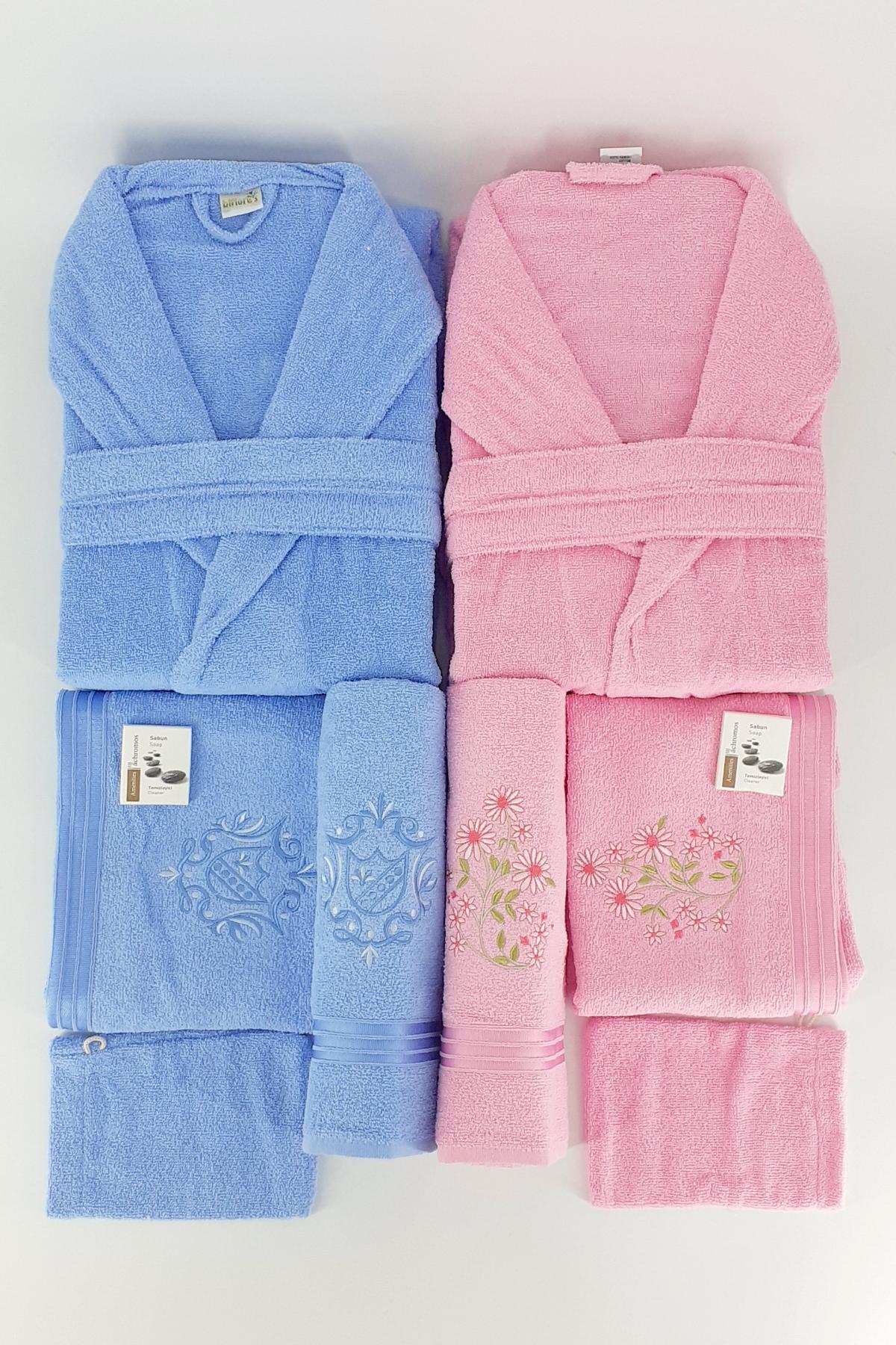 Nurpak Unisex Yetişkin Aile Bornoz Seti Bedesten 10 Parça