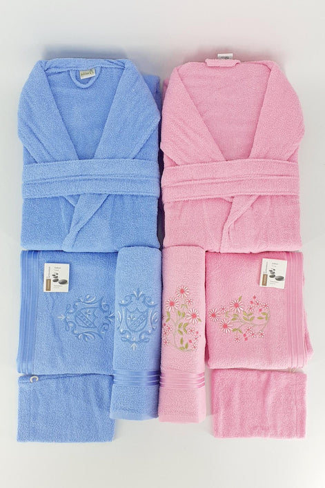 Nurpak Unisex Yetişkin Aile Bornoz Seti Bedesten 10 Parça