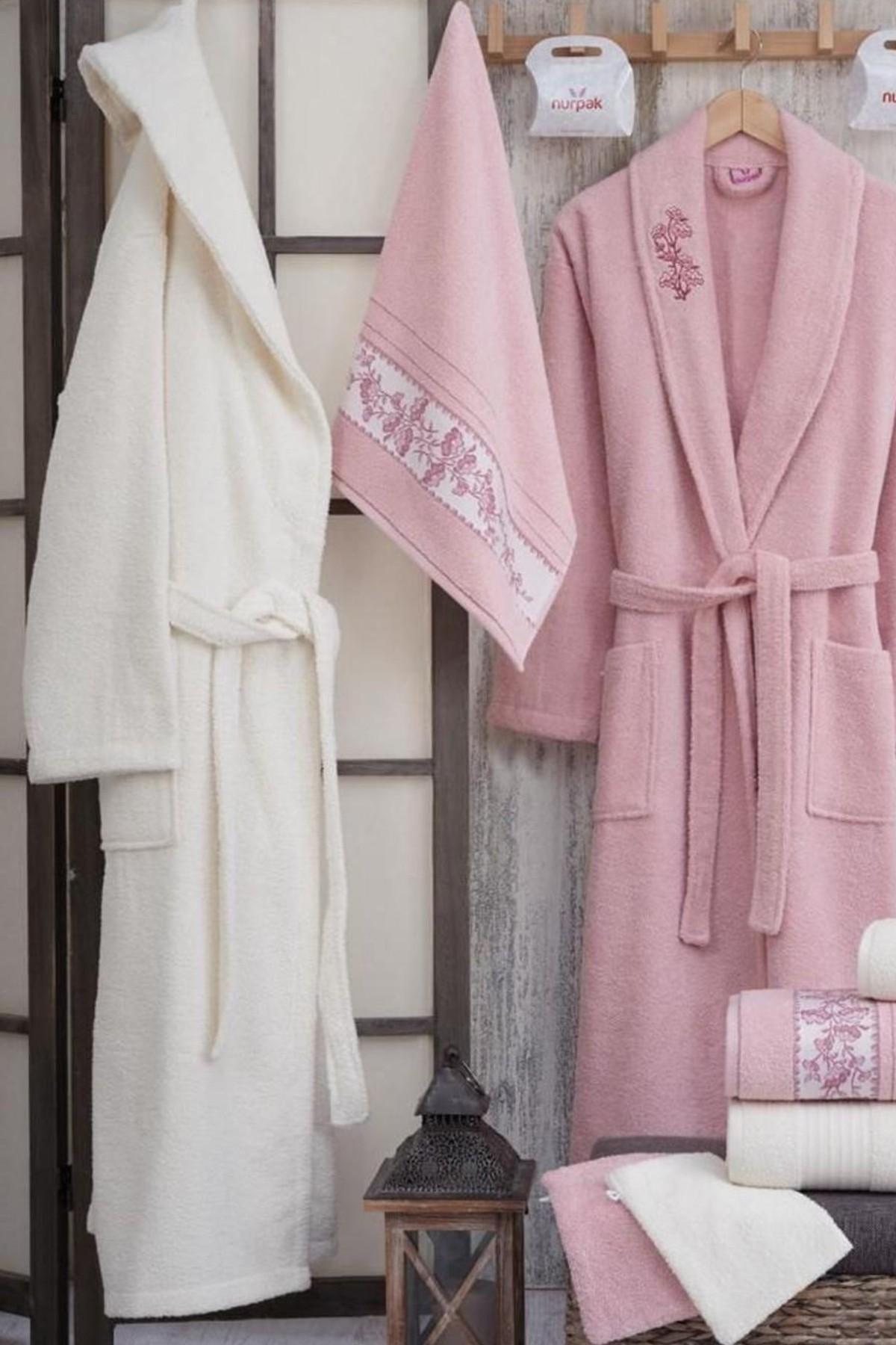 Nurpak Unisex Yetişkin Aile Bornoz Seti Pıtırcık 10 Parça