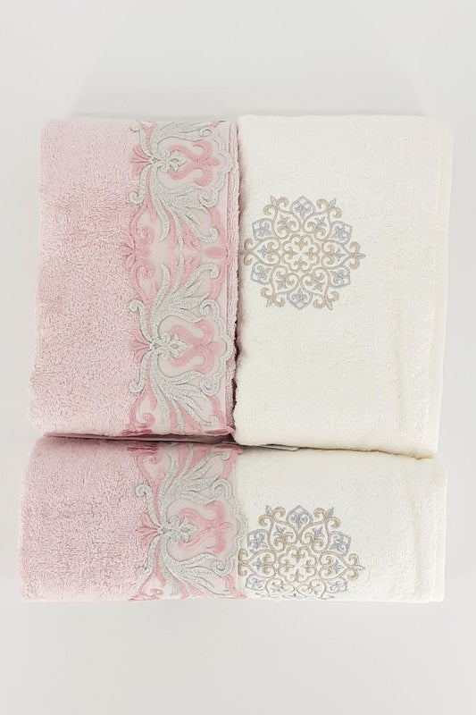 Nurpak Unisex Yetişkin Bornoz Seti Güpürlü Bambu 4 Parça