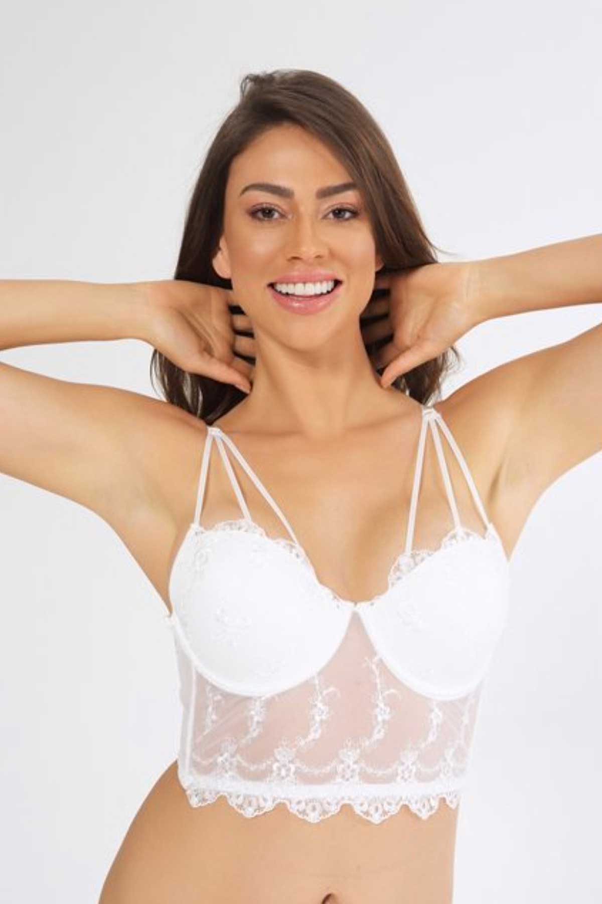 Nurteks Kadın Fantezi Destekli Büstiyer Takım Güpürlü Push-Up