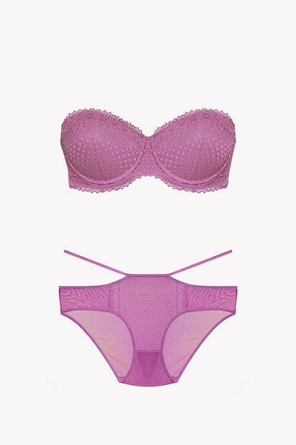 Nurteks Kadın Fantezi Destekli Straplez Sütyen ve Külot Takım Push-Up