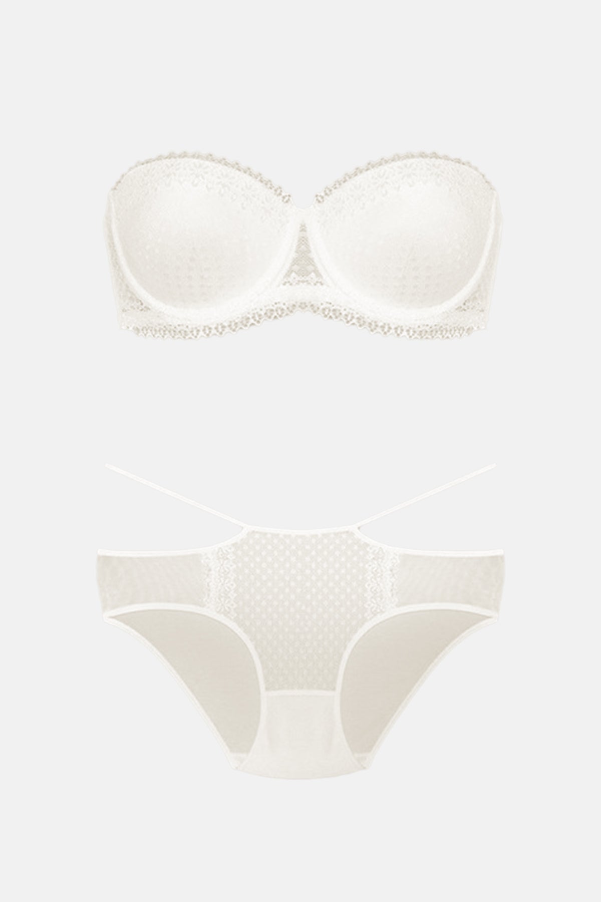 Nurteks Kadın Fantezi Destekli Straplez Sütyen ve Külot Takım Push-Up