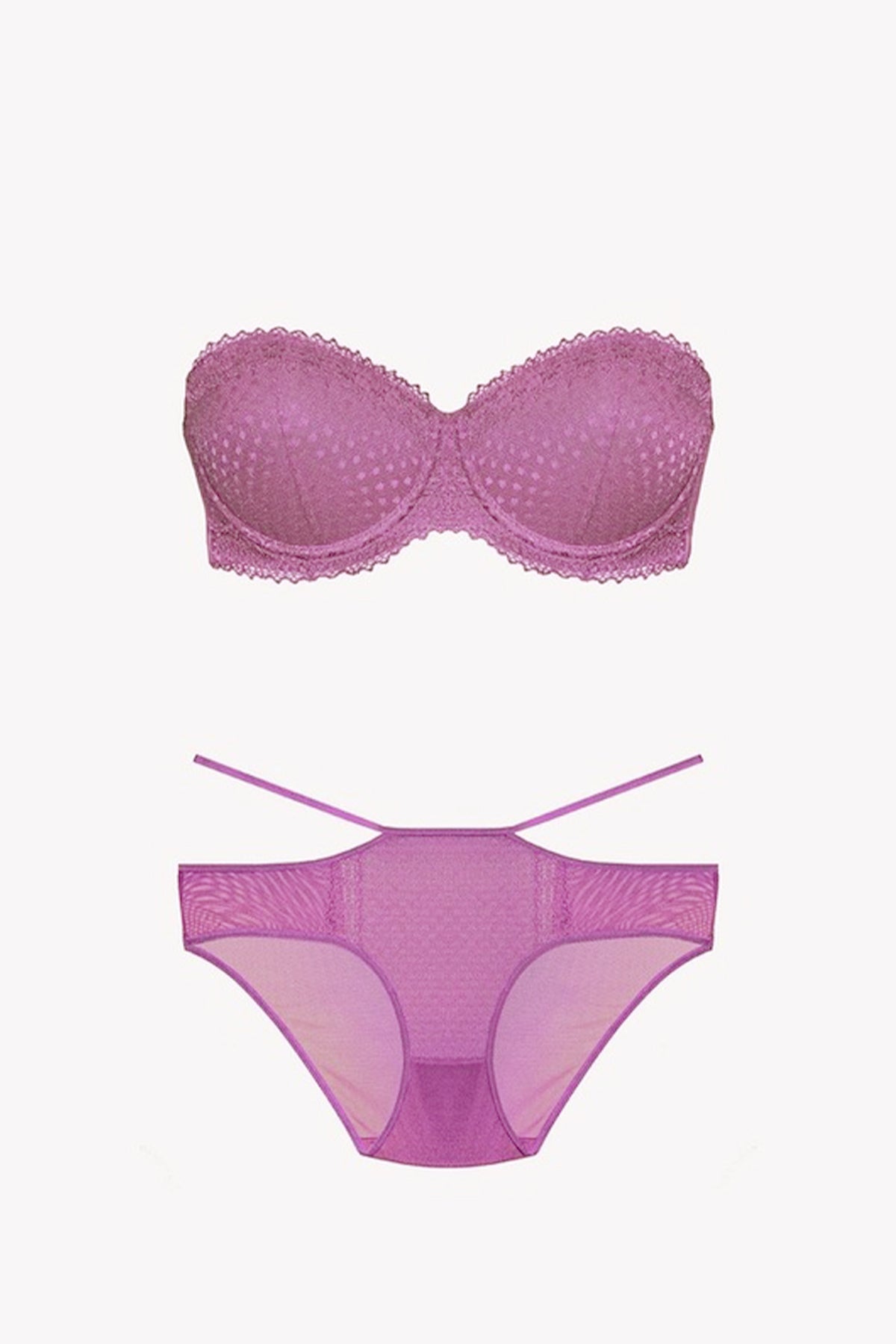 Nurteks Kadın Fantezi Destekli Straplez Sütyen ve Külot Takım Push-Up