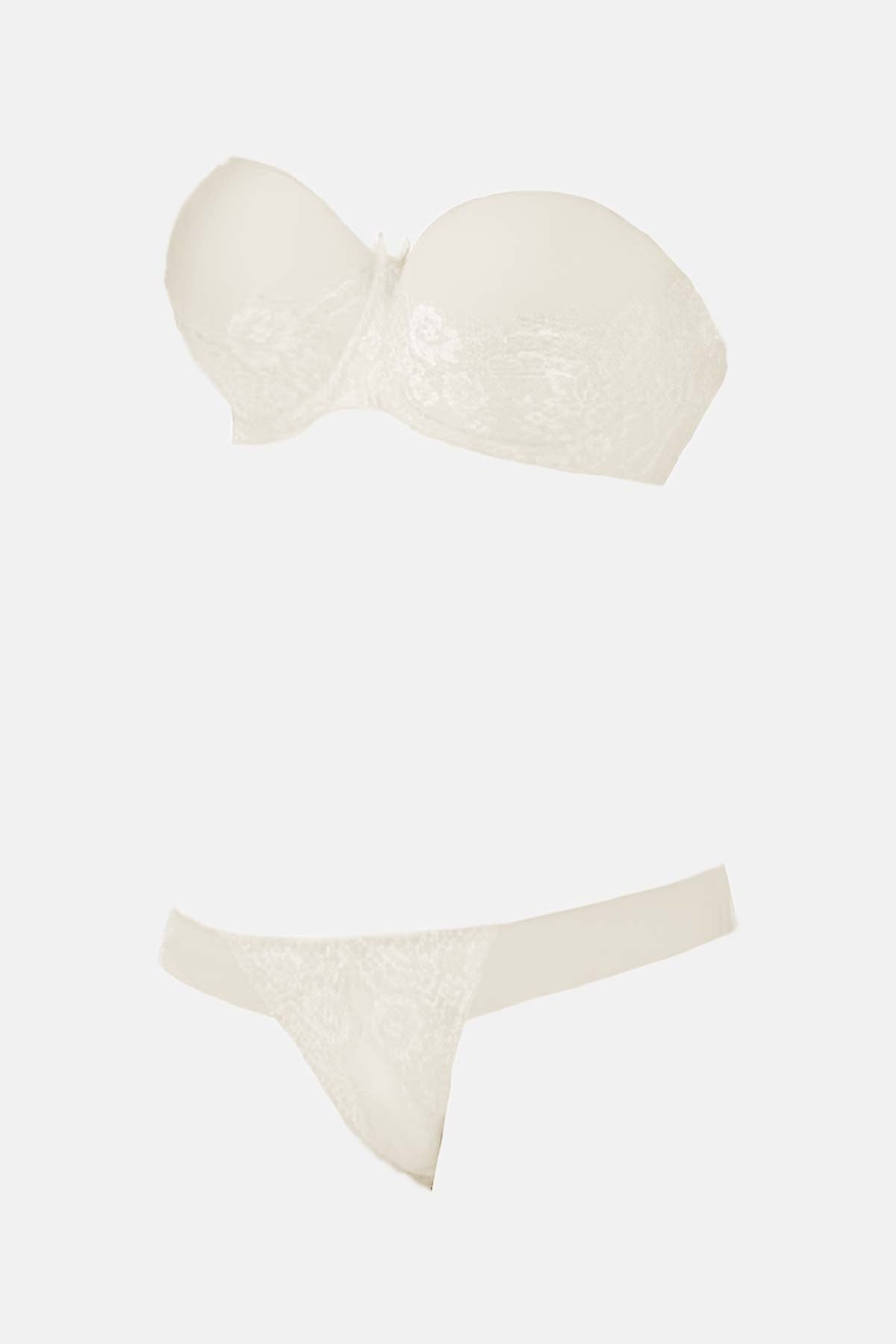 Nurteks Kadın Fantezi Destekli Straplez Sütyen ve Külot Takım Push-Up