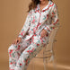 Nurteks Kadın Gömlek Pijama Takımı Saten Çiçekli
