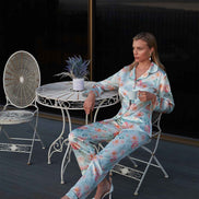 Nurteks Kadın Gömlek Pijama Takımı Saten Çiçekli