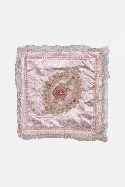Palet Çeyiz Hurç Kadife Küçük Boy Hurç Kenarları Güpür 32X32 Cm