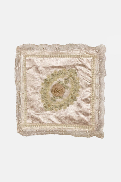 Palet Çeyiz Hurç Kadife Küçük Boy Hurç Kenarları Güpür 32X32 Cm