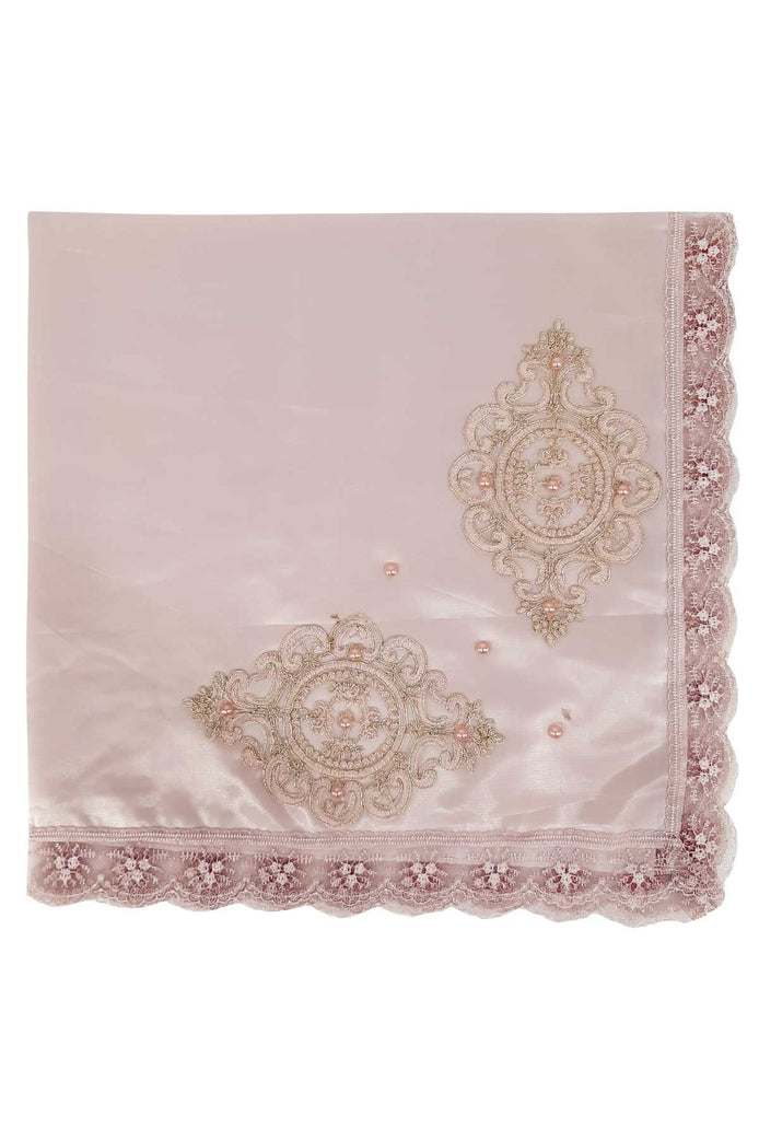Palet Çeyiz Köşe Çift Nakışlı Bohça 90x90 Cm