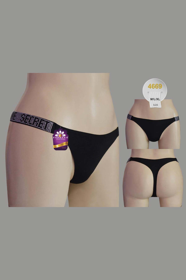 Papatya Kadın Tanga Lazer Kesim Yanlar Taşlı Külot